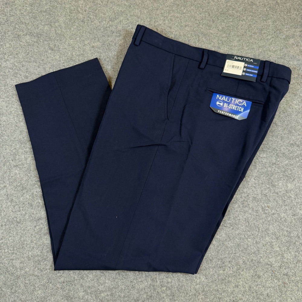 Nautica Mens Bi-Stretch Performance Dress Pants Anchor Blue 34x30 E003ANCH
